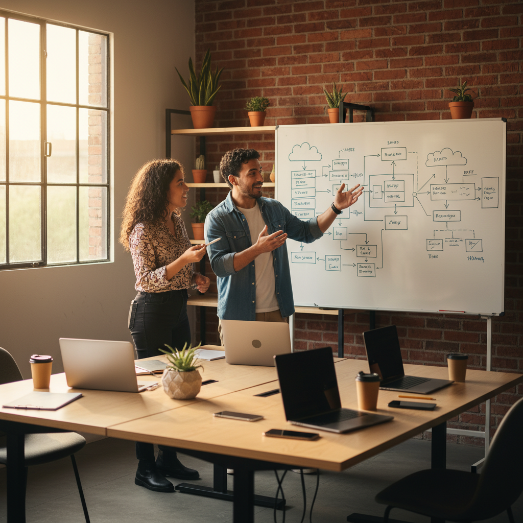 Equipo de desarrollo de Lemonade Technology colaborando en oficina moderna